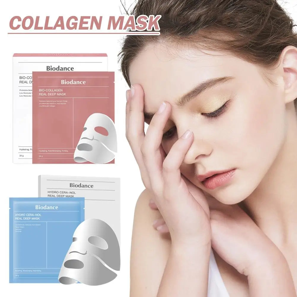 Bio Collagen Facial Mask Shrink Pores Deep Hydrating Overnight Mask Moisturizing Refreshing Brightening Face Korean Skin Care