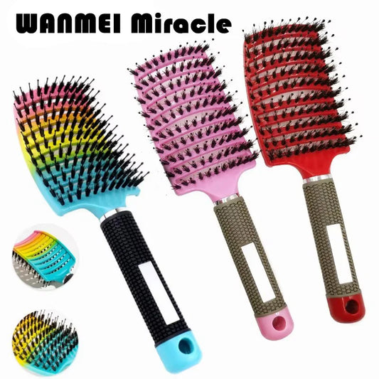 Detangling Hairbrush Scalp Massage Comb Bristle Nylon Women Magic Curly Hair Brush Salon Hairdressing Styling Tools Wholesale