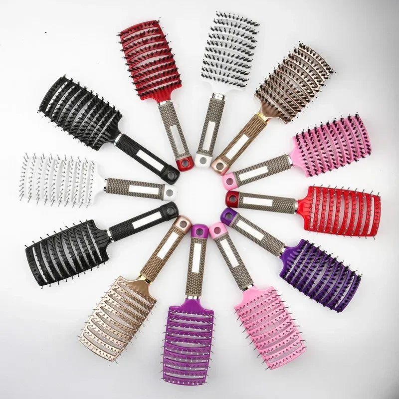 Detangling Hairbrush Scalp Massage Comb Bristle Nylon Women Magic Curly Hair Brush Salon Hairdressing Styling Tools Wholesale