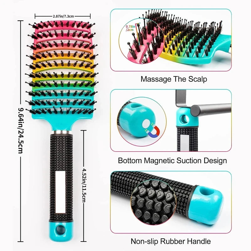 Detangling Hairbrush Scalp Massage Comb Bristle Nylon Women Magic Curly Hair Brush Salon Hairdressing Styling Tools Wholesale
